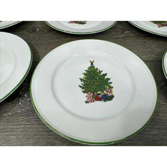 1960’s KRONESTER Bavaria Germany Christmas Tree Pattern 7-3/4” Salad Plates~6 Pc - Picture 4 of 9